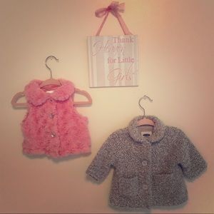 🌺 3/$15 Baby Girl knitted Cardigan and Fur vest